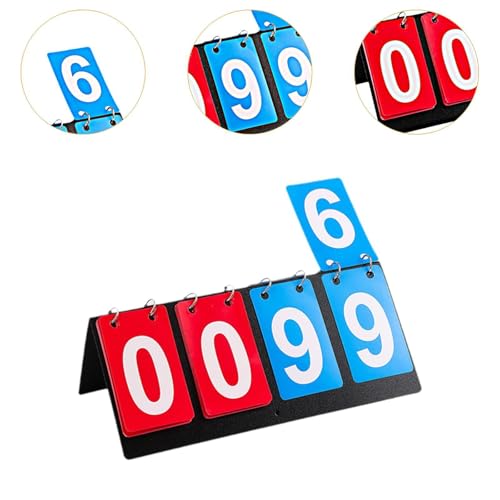 kowaku Sports Scoreboard 4 Digits Scorekeeper Tabletop Score Flipper Flip Number Score Board for Football Tennis Baseball Volleyball