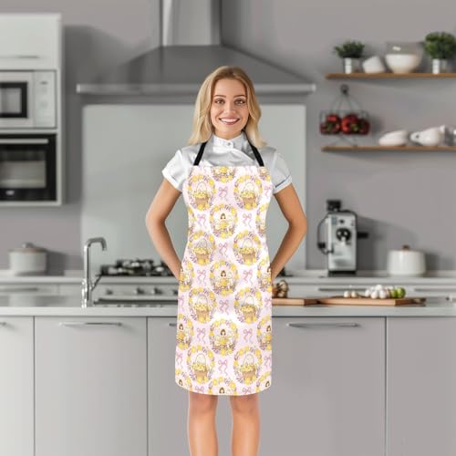 Castle Fairy Cute Rabbit Deer Kitchen Apron - color: Bow Pink Yellow