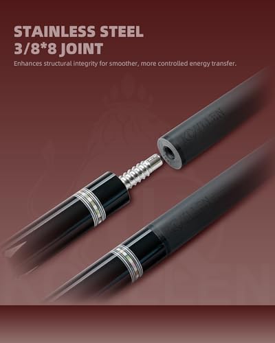 KONLLEN 58 Inch 19oz Carbon Fiber Pool Cue Stick | low deflection,10.5/11.5/12.5mm tips,weight-adjustable design,3/8x8 joint,handcrafted inlay,premium handle - color: AS-1F-12.5mm