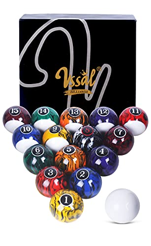 Billiard Balls Set Pool Table Balls Marble-Swirl & Classic Style 16 Ball Set - style: Classic Dark Marble