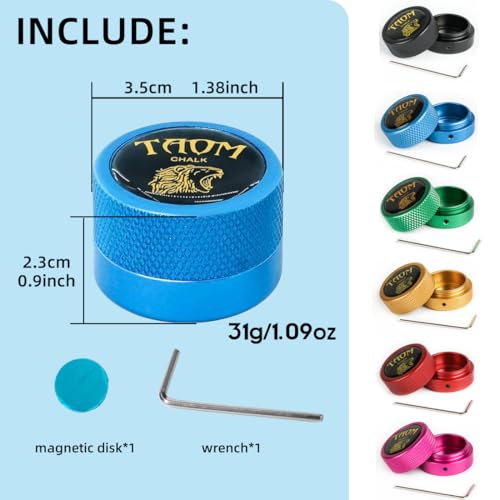 TAOM Pool Chalk Holder Round Shaped Practical Tool Billiards Accessories Magnetic Mini Chalk Tip Case Container Round Box Billiards - color: 1-Blue holder