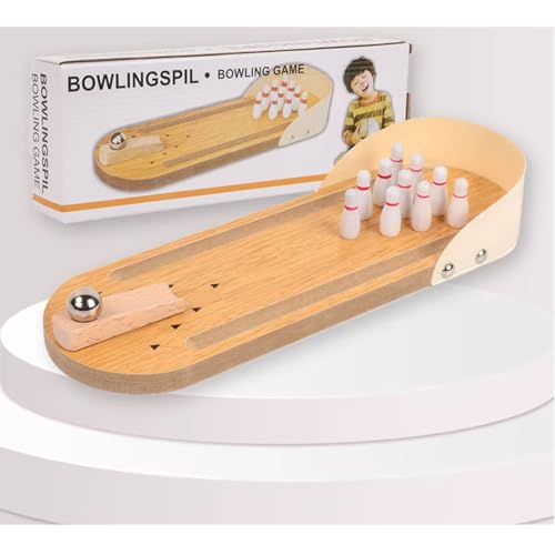 Montessori Wooden Mini Bowling Game, Concentration & Hand-Eye Coordination Toy for Toddlers 3-6 Years