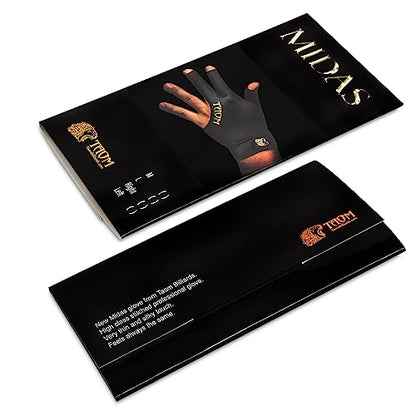 TAOM Midas Ultra Silky Thin Billiards Pool Cue Gloves Left Bridge Glove for Right Handed Player Size Large (L)