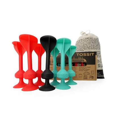 TOSSIT Game Suction Cup Darts, Toss Game Perfect Family and Party, Silicone Throwing Game for Backyard, Indoor and Outdoor Fun, Starter Pack - color: Red Cyan