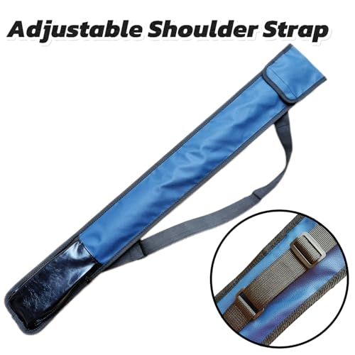 Pool Cue Case,1/2 Billiard Cue Bag,1X1 PU Billiard Stick Bag, 2-Piece Cue Pool Stick Carrying Case - color: Dark Blue and Black