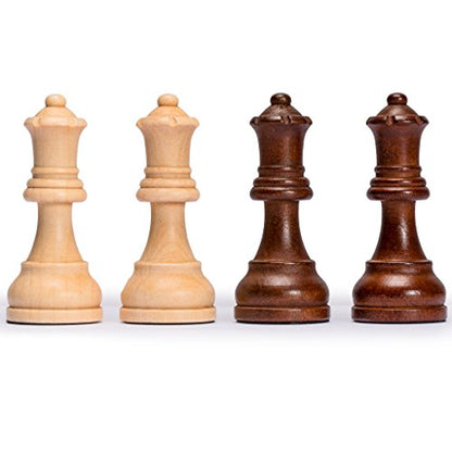Husaria Staunton Tournament No. 5 Chessmen with 2 Extra Queens and Wooden Box, 3.5-inch Kings - color: Walnut