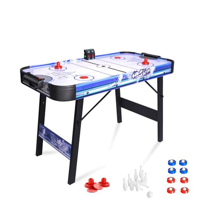 48 Inch 3-in-1 Air Hockey Table with Bowling & Shuffleboard - Foldable Game Table with 12V Powerful Motor, LED Scoreboard - More Fun Than Single Function Tables