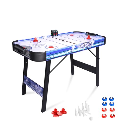 48 Inch 3-in-1 Air Hockey Table with Bowling & Shuffleboard - Foldable Game Table with 12V Powerful Motor, LED Scoreboard - More Fun Than Single Function Tables