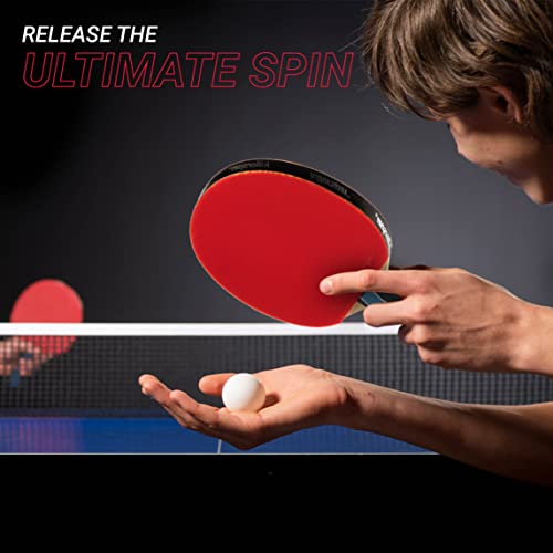 Killerspin KIDO 5A RTG Premium (Straight or Flared) Table Tennis Racket Professional, ITTF-Approved, Hard Paddle, Made of 5-Ply Wood, Dual-Colored in Red and Black - style: Flared