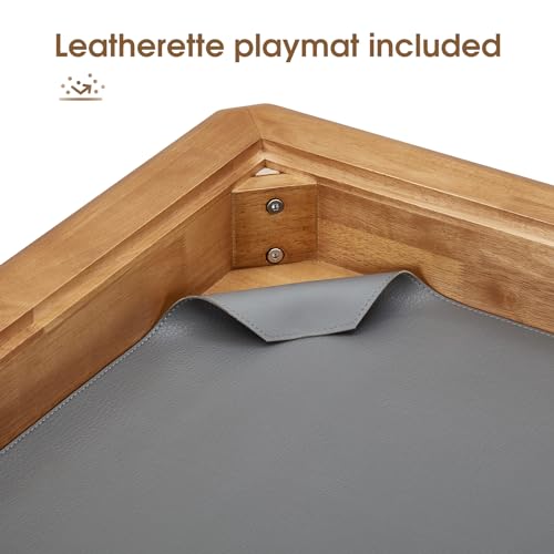 Board Game Table with Removable Table Top, Seats 4 to 6 Players with 57in x 33in Play Area, Includes Play Mat, Detachable Cup Holders and Dice Trays, Minimal Assembly Required - color: Honey Oak