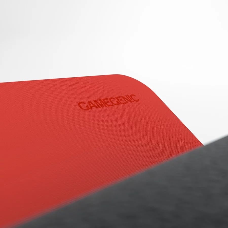 Gamegenic Prime Playmat – Red Color, 61 x 35 cm Soft Cushioned Natural Rubber Playmat with Anti-Slip Back & Silver Foil Logo, Premium Surface for Card Games, Dice, and Desk Protection - color: Red