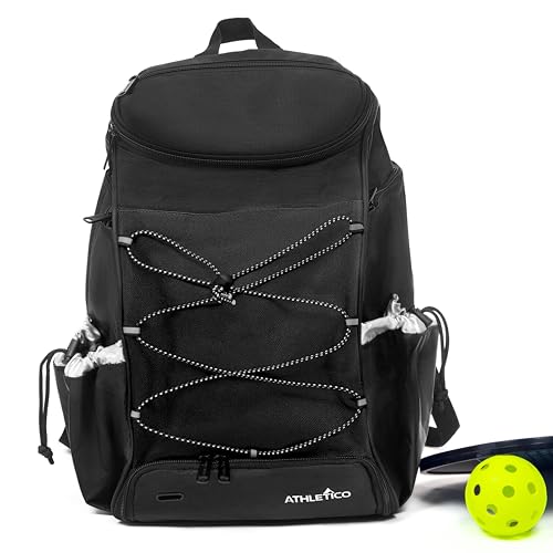 Athletico 35L Pickleball Backpack - Pickleball Bags for Men or Women Includes Pickleball Ball Holder - color: Black
