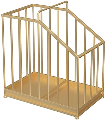 LJYT Umbrella Frame Rectangle, Decorative Metal Independent Shelf Organizer with Removable drip disc and Anti-Slip mat, Household Office Organizer Sugar Cane/Crutches/Baseball bat/Golf Club - color: Gold