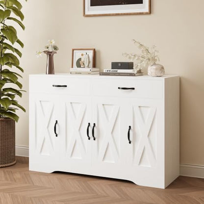 47" Sideboard Buffet Cabinet with Storage, Kitchen Cabinet for Dining Room, White - color: Brown, style: Sideboard Cabinet
