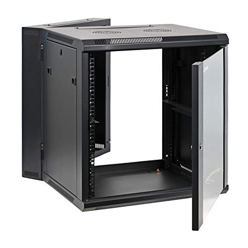 Aeons 12U Signature Double Section Wall Mount 19-inch Networking IT Cabinet Enclosure Hinged Swing Out 24-inch Depth Glass Door (Fully Assembled) - style: 12U-24" D