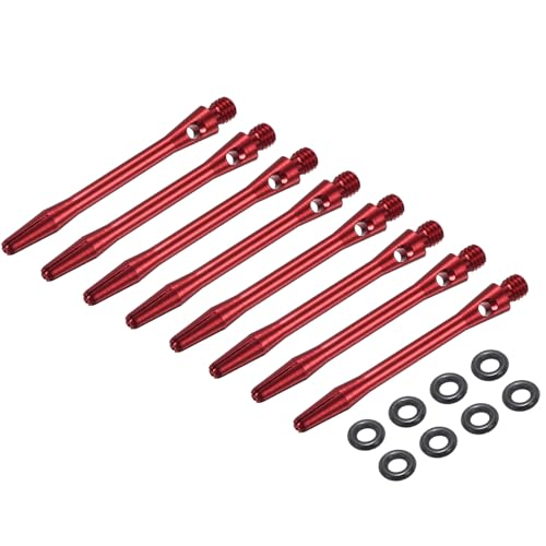 PATIKIL Aluminum Dart Shafts 2BA Thread Dart Stems Replacement Accessories with Rubber Rings for Steel Tip - color: Red, size: 45mm