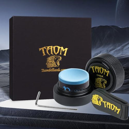 TAOM Upgrade Pool Chalk Holder Round Shaped Practical Tool Billiards Accessories Magnetic Mini Chalk Tip Case Container Round Box Billiards,Cue Tip Tool Scuffer Shaper - color: 1-Gift Set-Black with Pyro Blue