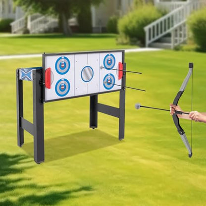 5 in 1 Multi Combo Game Table, 2.4Ft H x 3Ft W Folding Multi Game Table Set with Billiards, Air Hockey, Ping Pong/Table Tennis, Basketball, Archery Combination for Home Office Adults Kids