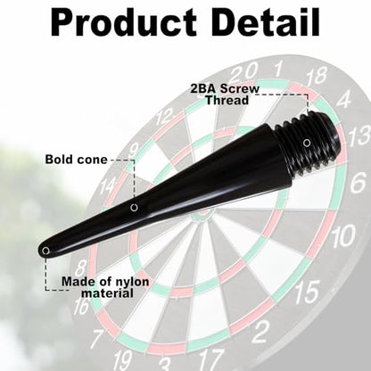 200 Pack 2BA Thread Soft Dart Tips - Premium Plastic Replacement Points, Essential Accessories for Electronic Dartboards & Soft Tip Darts, Good Gifts for Men Women