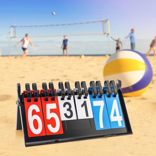 Flip Scoreboard 6-Digit Portable Score Keeper Flipper - Double-Sided Large Numbers, Waterproof Tabletop for Basketball, Volleyball, Pickleball, Cornhole & Soccer Games