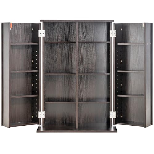 VEVOR Media Storage Cabinet, DVD Cabinet with Doors and Shelves, CD Storage, Adjustable DVD Shelf, Protects & Organizes Music, Movie, Video Games or Collections-Espresso - style: Espresso