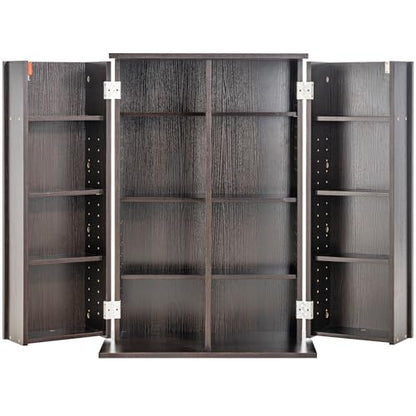 VEVOR Media Storage Cabinet, DVD Cabinet with Doors and Shelves, CD Storage, Adjustable DVD Shelf, Protects & Organizes Music, Movie, Video Games or Collections-Espresso - style: Espresso