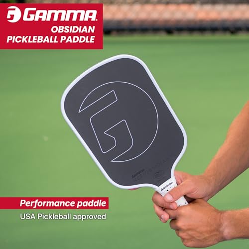 GAMMA RCF Obsidian Pickleball Paddle, Raw Carbon Fiber, 10mm, 13mm, and 16mm Options, Comfortable Molded Foam Handle, Sleak Design, Customizable Handle Weight System - style: Obsidian 10