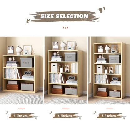 NELYE Basic Open Shelf Bookcase - 4-Tier Wooden Cube Storage Shelves Split Bookshelf, Oak - color: Oak, size: 4-Tier