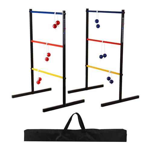 GSE Games & Sports Expert Premium Metal Ladder Ball Toss Game Set with Ladder Bolas & Carrying Case for Outdoor Backyard Lawn - style: Metal Ladder Toss Game Set