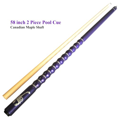 58" Pool Cue Stick,13mm 2-Piece Maple Hardwood Ergonomic Design Billiard Cues Kit,19/20/21oz - color: Purple, style: 19oz