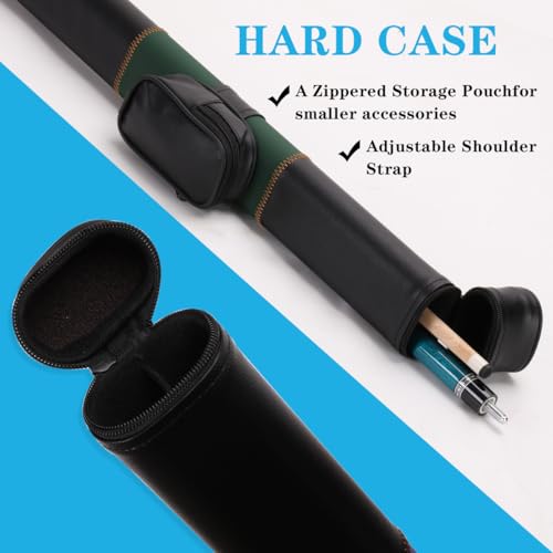 Canadian Maple Pool Cue Stick Set, 58 inch 18oz 19oz 20oz 21oz Billiard House Bar Pool Stick, 12.5mm Tip Billiard Cue for Beginner, Commercial and Home Entertainment - color: 12.5mm Green with case