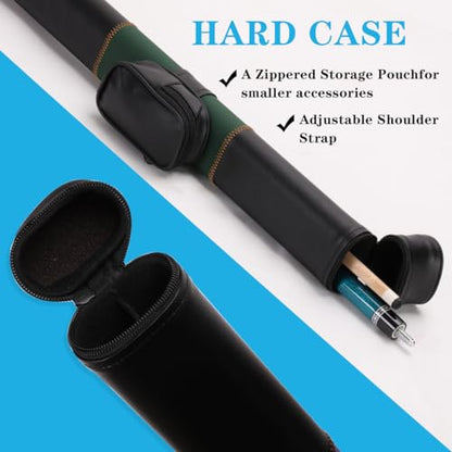 Canadian Maple Pool Cue Stick Set, 58 inch 18oz 19oz 20oz 21oz Billiard House Bar Pool Stick, 12.5mm Tip Billiard Cue for Beginner, Commercial and Home Entertainment - color: 12.5mm Green with case