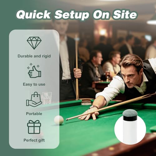 10 Sets Pool Cue Tips Replacement Kit with White Billiard Cue Sleeves and Replacement Cue Tips,Screw on Pool Stick Tips for 12mm/13mm Cues, 5 Pieces Each, No Need Glue or Clamp