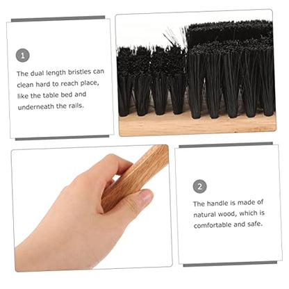 Mikikit 2-Piece Pool Table Cleaning Brush Set Wooden Billiard Table Felt Cleaner Dust Brush and Seam Cleaner