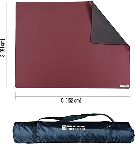 Board Game Playmat [3'X5'/Thick Super Cushioned/Stitched Edge/Water Resistant] with Carrying Case - for Tabletop Board Games, Card Games, RPG Games (Medium, Burgundy) - color: Burgundy, size: Medium (3'x5')