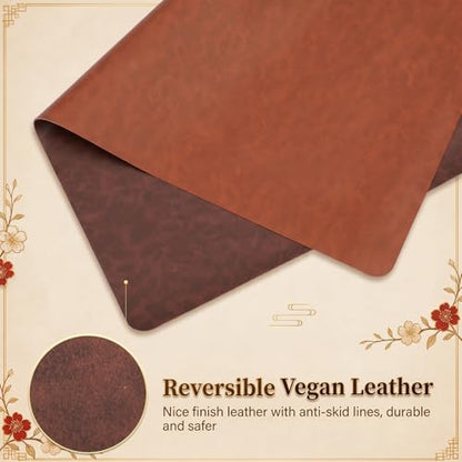 Drydiet Vegan Leather Mahjong Game Mat 31.5 x 31.5 Inch Reversible Anti Slip Noise Reducing Waterproof Mahjong Mat for Table, Poker, Board Games, Dominoes and Card Game(Brown and Coffee) - color: Brown and Coffee
