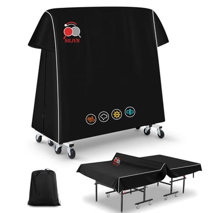 PingPong Table Cover 420D Oxford Fabric with Cotton Lining, Waterproof PU Coating, Sunproof & All-Weather Protection, Universal Fit for 9x5 FT Indoor/Outdoor Folding & Flat Tables
