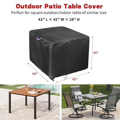 42 x 42 Patio Table Cover, 42 Inch Square Patio Table Cover for Outdoor Furniture Waterproof, Heavy Duty Protective Covers Fit Square Tabletop