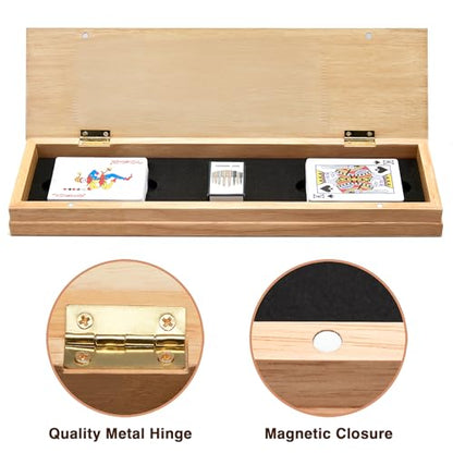 Vamslove Magnetic Cribbage Board 15'' Wooden Folding 3 Track Game Set, w/Instruction, Storage Slots for 2 Playing Cards/Pegs, Card Games for Travel Family Night