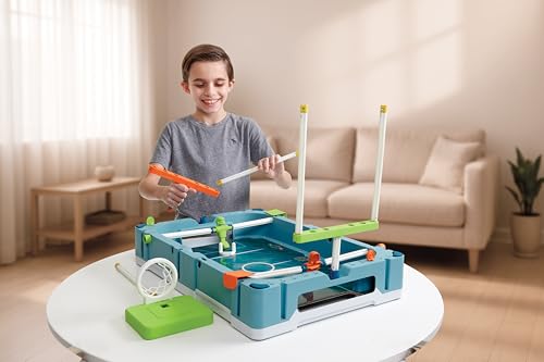 EastPoint 5-in-1 Tabletop Stadium Game Center - Teal, Plastic - Foosball Table Competition - Air Hockey Table for Kids Fun - Pinball Machine & Football Games Variety