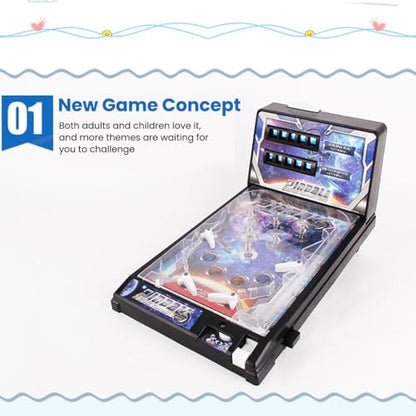 Mini Pinball Machine - Tabletop Pinball Game for Adults, Home Arcade with Light, Desktop Ball Shooting Toy - Pinball Gifts (Battery Version)