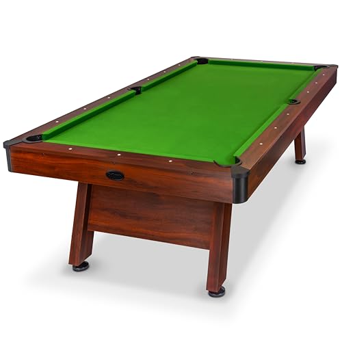GoSports 7 and 8 ft Pool Tables with Wood Finish - Gray, Black, or Green Felt - Billiards Game Room Table for Adults & Family - Accessories Not Included - style: 8 ft Green