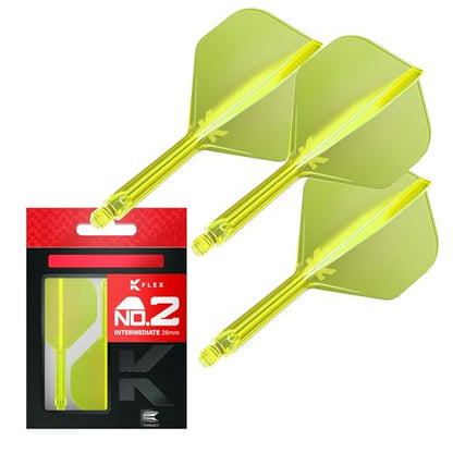 Target Darts K Flex Integrated Dart Flights And Shafts, No.2 | Pack Of 3 K-Flex - No2, Kflex All In One Moulded Dart Flight & Stem Lengths: Short, Intermediate & Medium | Professional Dart Accessories - color: Yellow