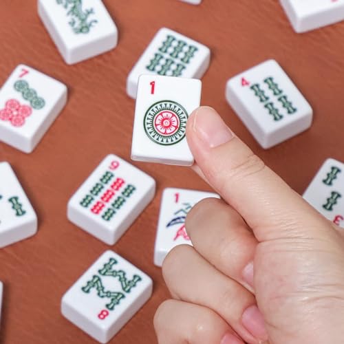 ZGME American Mahjong Set,166 Premium White Tiles with Soft Bag and Accessories,4 All-in-One Mahjong Racks with Pushers,Complete Western Mah Jongg,Mah-Jongg,Ma Jong Set - color: Blue