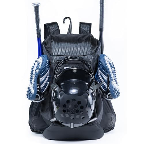 | Baseball Bag Softball Bat Bag, Double-layer Baseball Backpack Adult with Gear Klip To Hold Baseball Glove, Baseball Essential Gear, Youth Baseball Bag for Boys, Girls, Baseball Accessories - color: Black