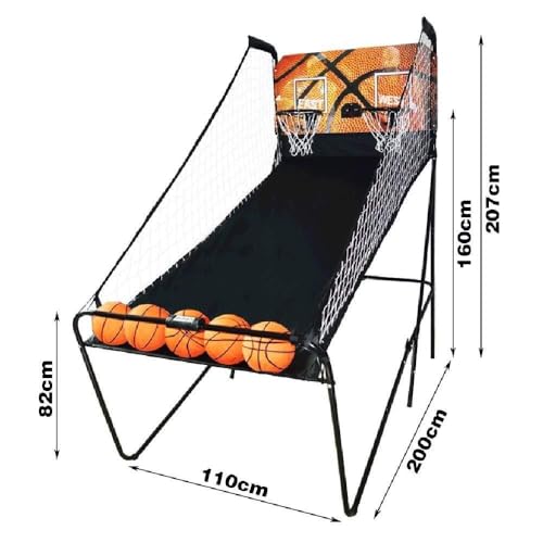 Arcade Basketball Stand Double Electronic Shooting Machine Interactive Indoor Basketball Stand with Electronic Scoreboard, 5 Basketballs