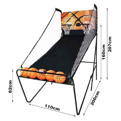 Arcade Basketball Stand Double Electronic Shooting Machine Interactive Indoor Basketball Stand with Electronic Scoreboard, 5 Basketballs