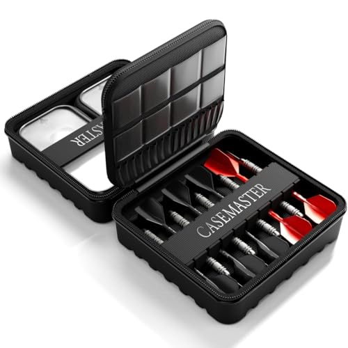 Casemaster Maxx 3 Dart Case, Holds 9 Steel Tip or Soft Tip Darts Fully Assembled, Hard Shell EVA Darts Case, 16 Accessory Pockets, Red - color: Red, size: 3 Dart