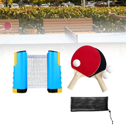 Generic Ping Pong Paddles Set Rackets and Balls with Carry Bag Exercise Table Tennis Set Retractable Net for Tabletop Training Travel