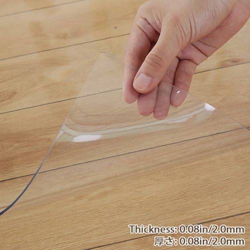Clear Wood Tile Floor Protector Mat Frosted Rolling Chair Mat Furniture Protector Mat for Office Kitchen Dresser Dining Room Waterproof Scratch Proof Rectangle Easy to Cut Pad Thickness 0.08in/0.06in( - size: 0.08in